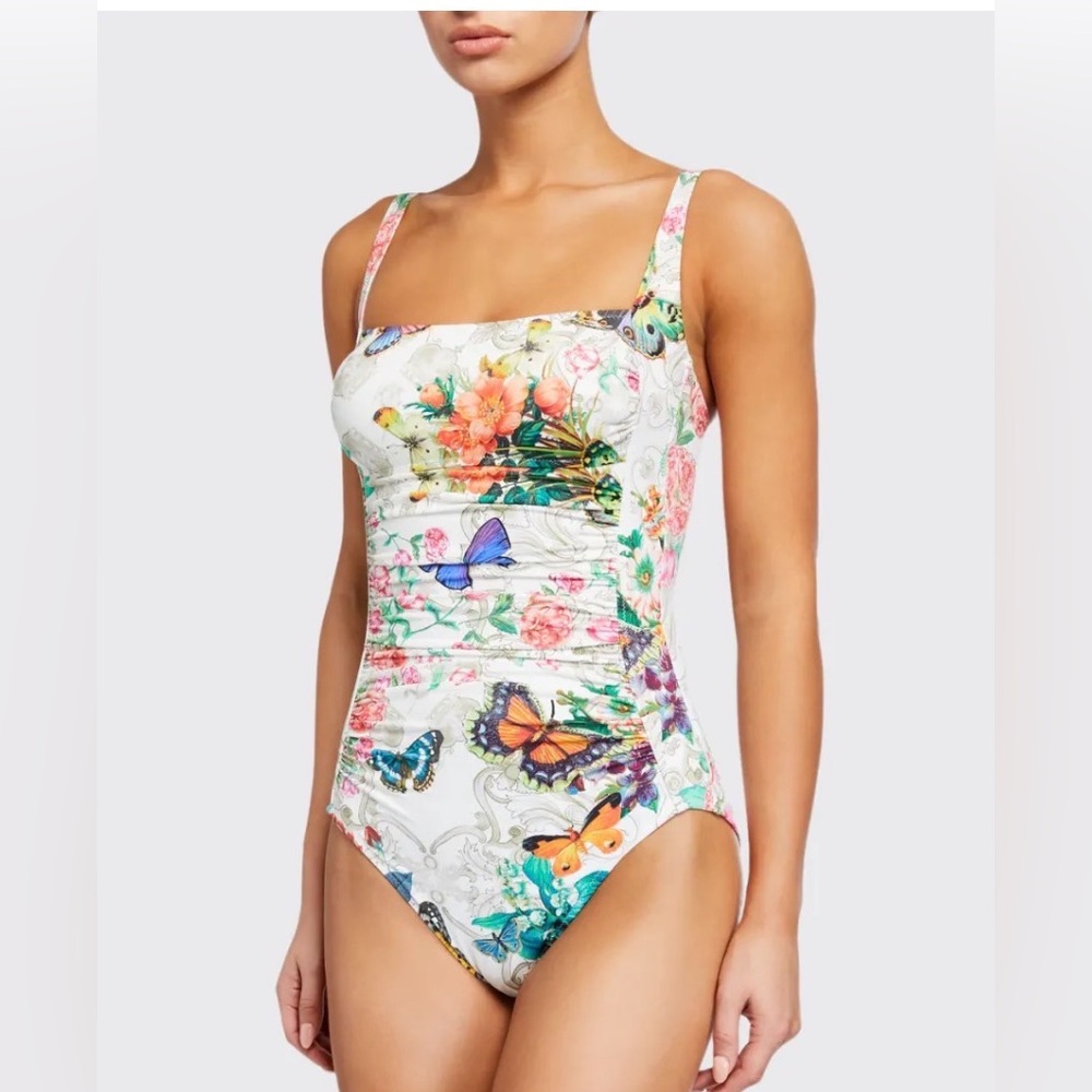 Johnny Was Holly Butterfly Ruched One-Piece Swimsuit size 3X